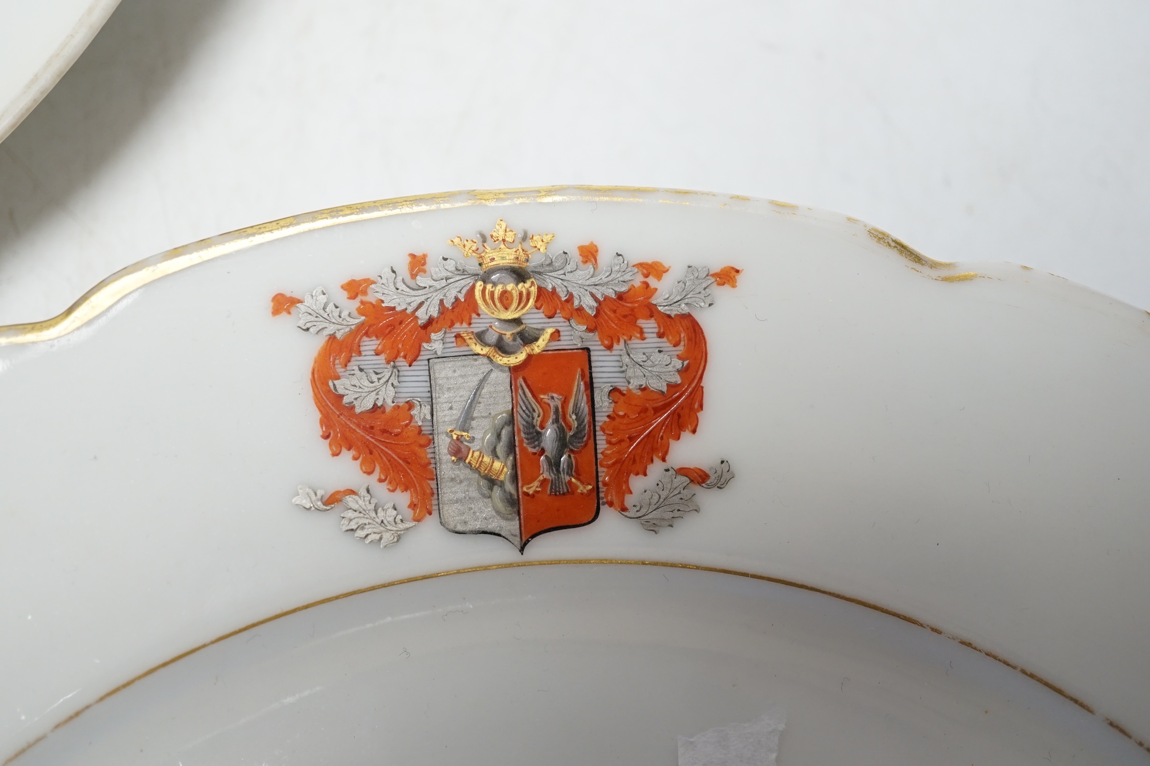 Russian interest: Two Boyer of Paris armorial plates, one with the coat of arms of the Obolyaninov family, 26cm diameter